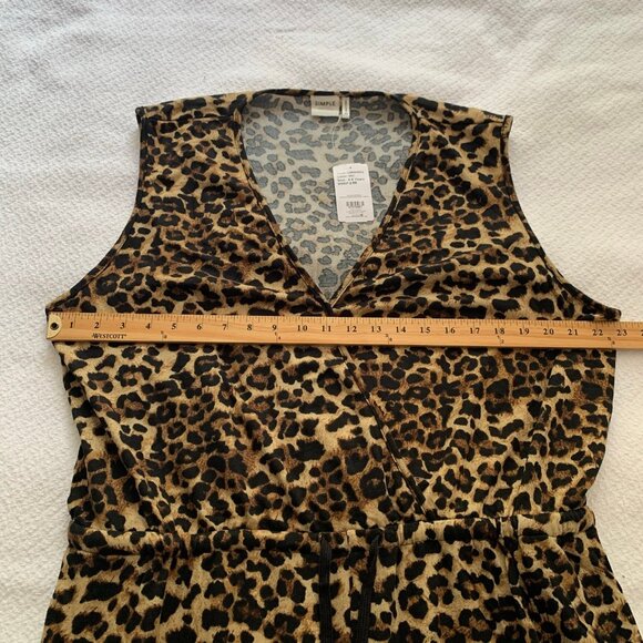 NEW Suzanne Betro cheetah animal print sleeveless stretch v-neck jumpsuit romper - Picture 6 of 8